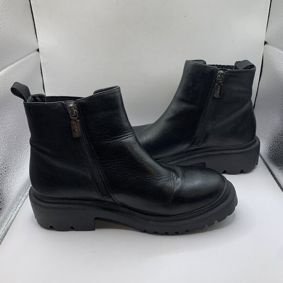 Blondo Shoes Blondo Cayla Boots waterproof black leather size 8.5M chunky D21 - Picture 9 of 10